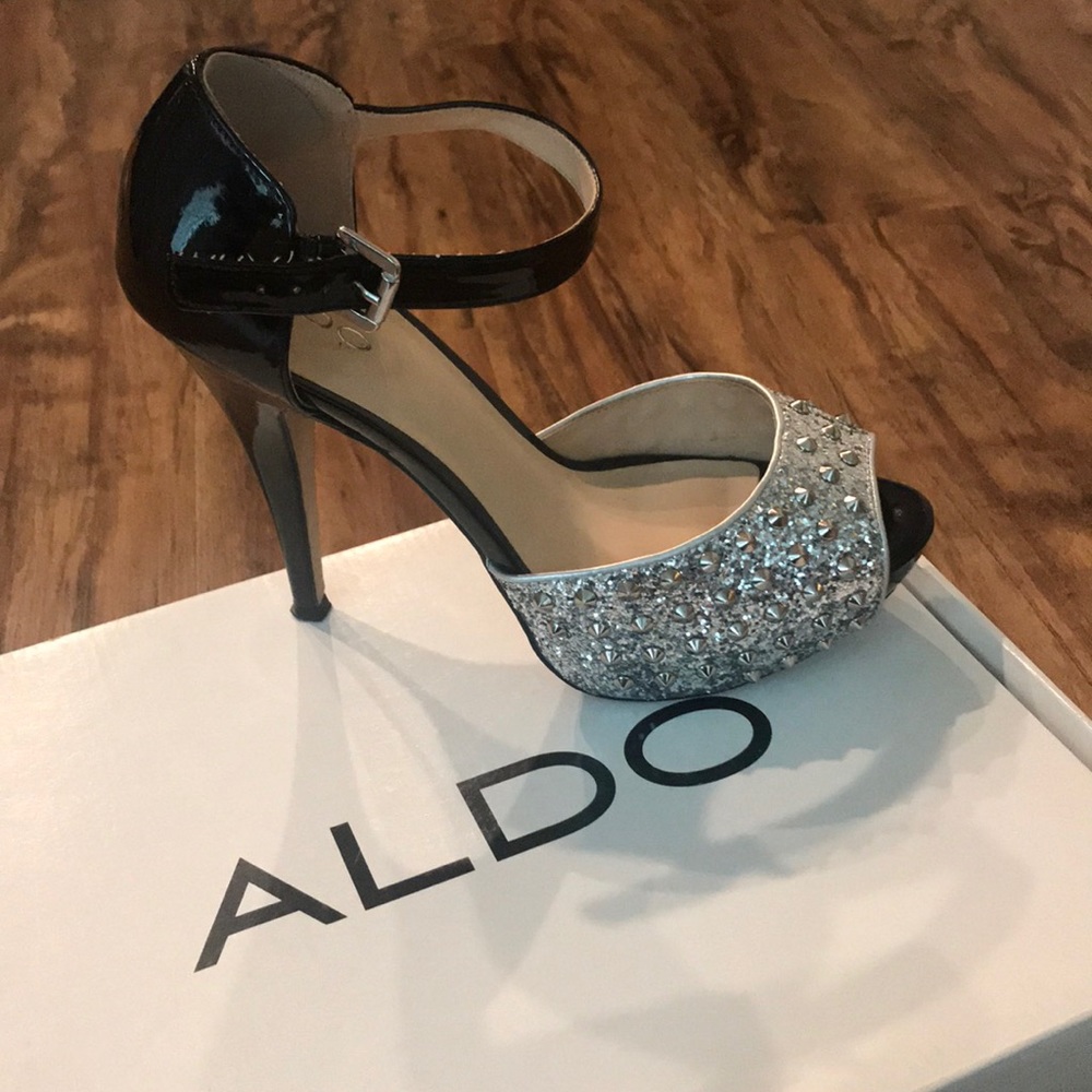 Silver and Black Aldo Heels